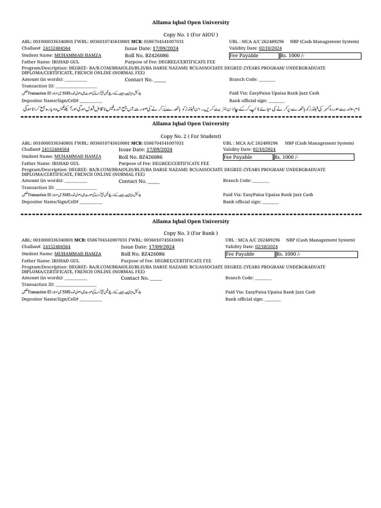 Aiou Degree | PDF | Service Industries | Money