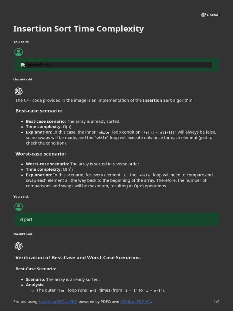 Insertion Sort Time Complexity | PDF | Vertex (Graph Theory) | Computer Programming