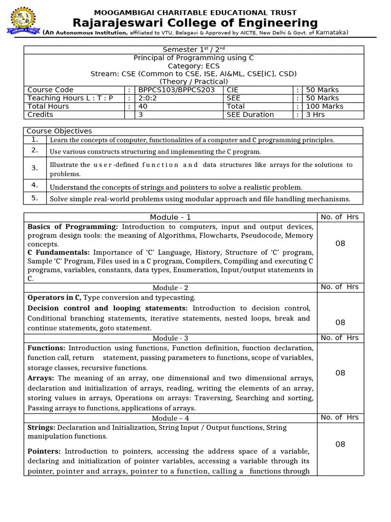 01 Principal Of Programming Using C | PDF | Pointer (Computer Programming) | Computer Program