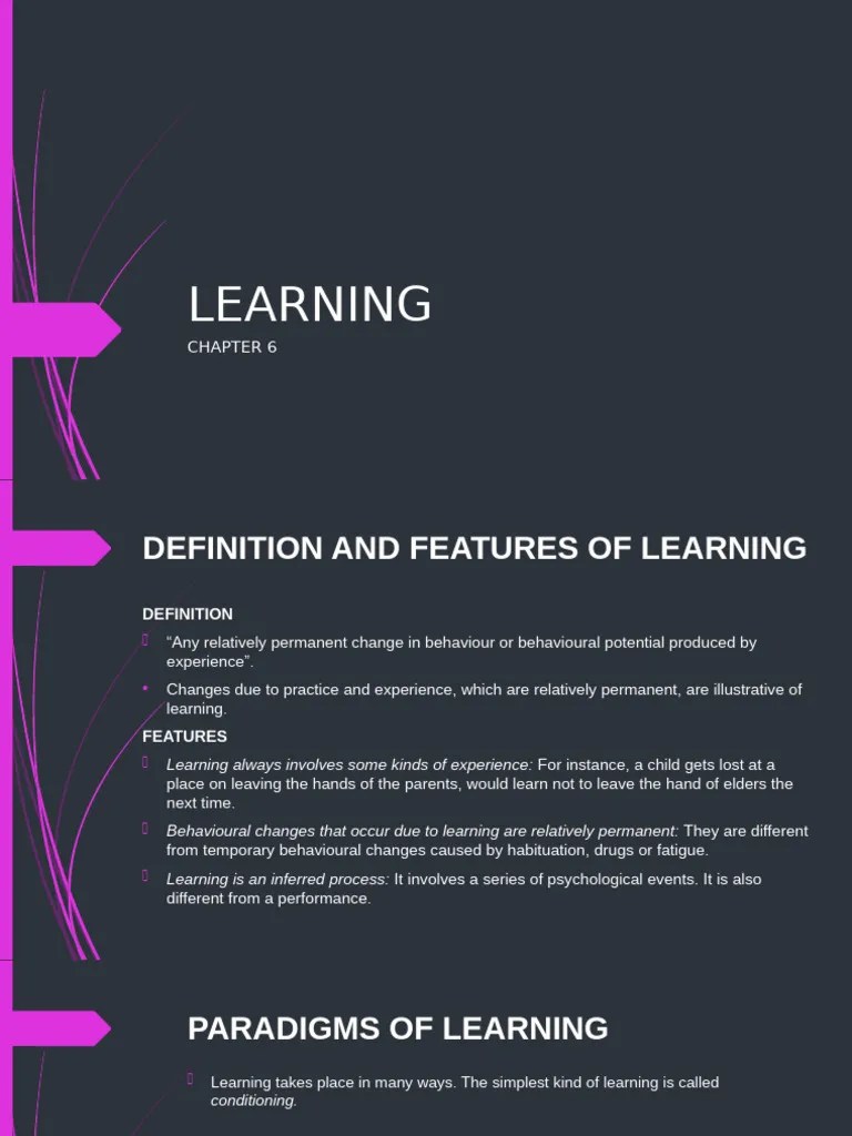 LEARNING | PDF | Classical Conditioning | Reinforcement
