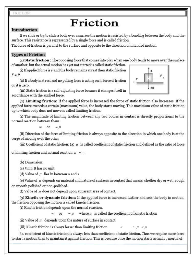 Friction | PDF | Friction | Force