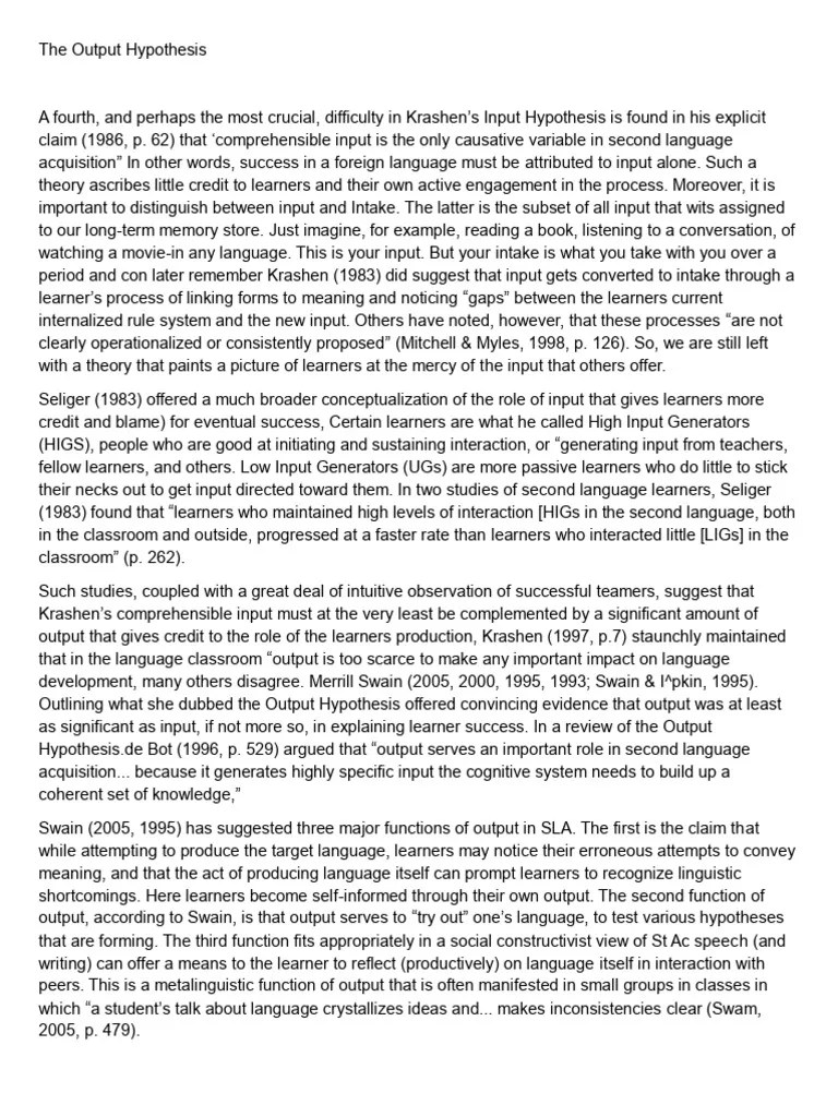 Output | PDF | Second Language | Second Language Acquisition