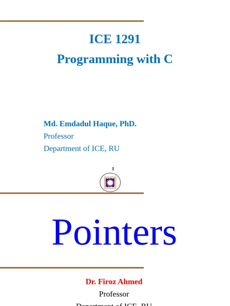 Chapter 5 - Pointers | PDF | Pointer (Computer Programming) | Parameter ...