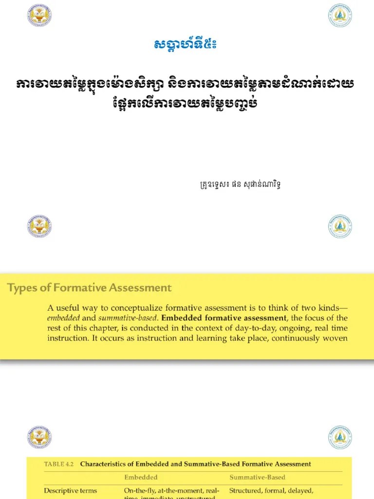 Week5 Embedded Formative Assessment And Summative Based Formative | PDF