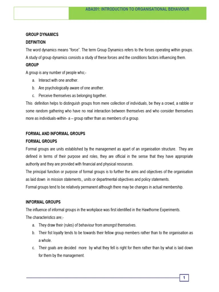 Topic 2 Group Dynamics | PDF | Leadership | Group Cohesiveness