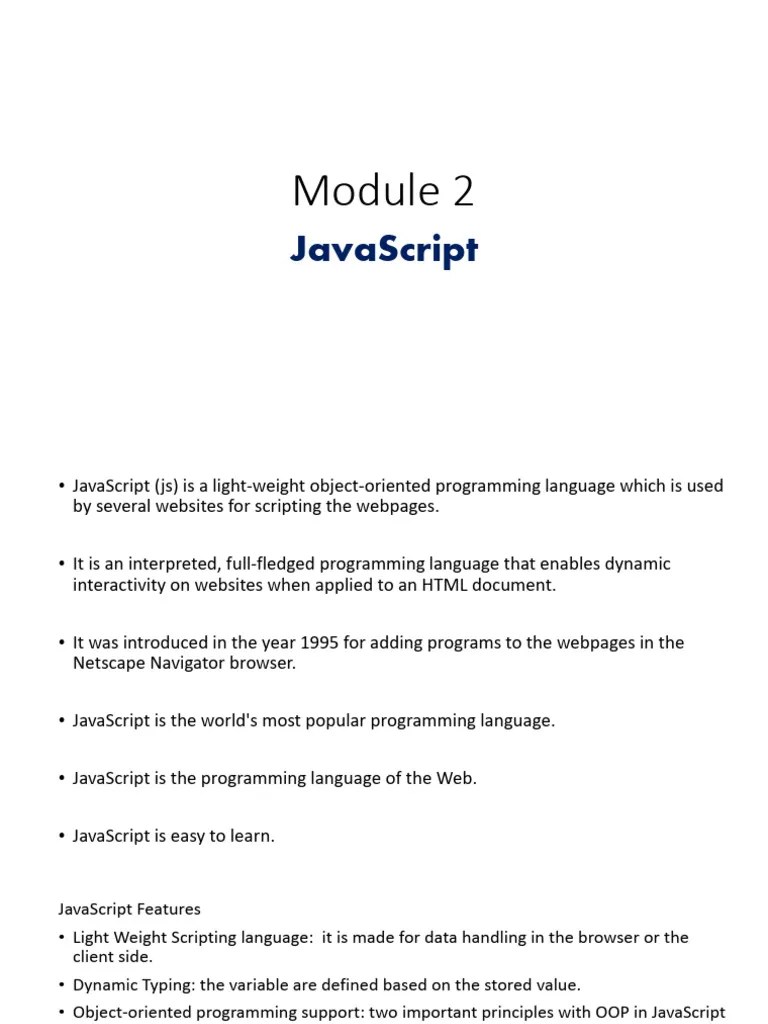 MODULE 2 Part 2 JS | PDF | Control Flow | Java Script