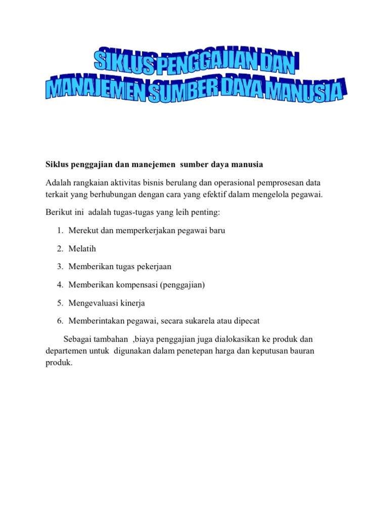 Siklus Penggajian Dan Manejemen Sumber Daya Manusia | PDF