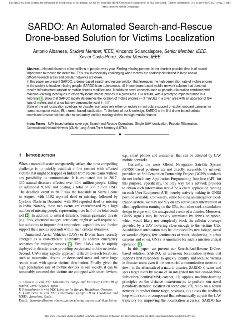 SARDO An Automated Search-And-Rescue Drone-Based S | PDF | Unmanned ...