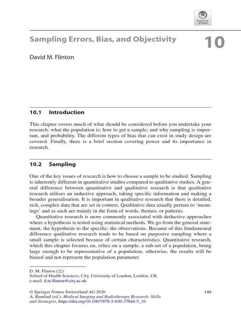 Sampling Errors, Bias, And Objectivity - Chapter - IMP | PDF ...