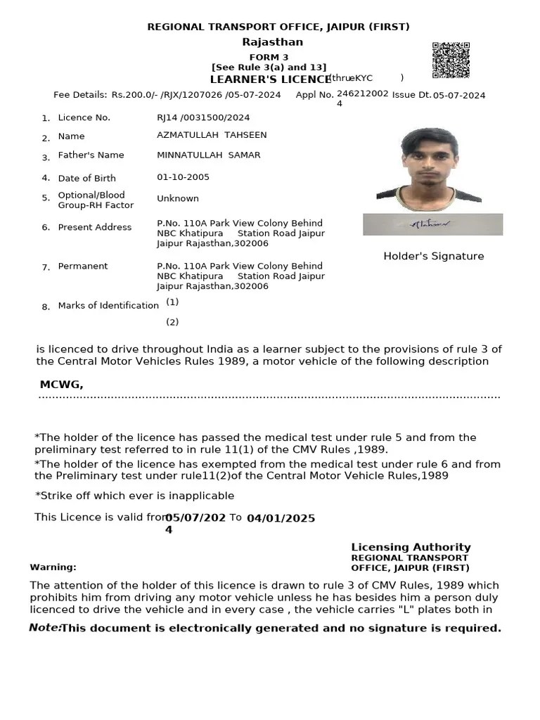 Learner Licence | PDF | Road Transport | Land Transport