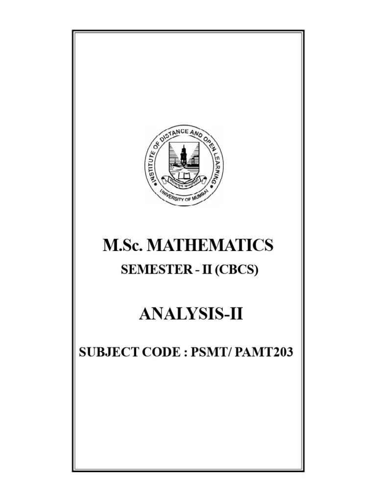 M.sc. Mathematics Analysis II SEM II 2 | PDF | Measure (Mathematics) | Lebesgue Integration