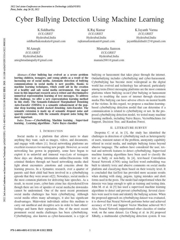 Cyber Bullying Detection Using Machine Learning | PDF | Statistical ...
