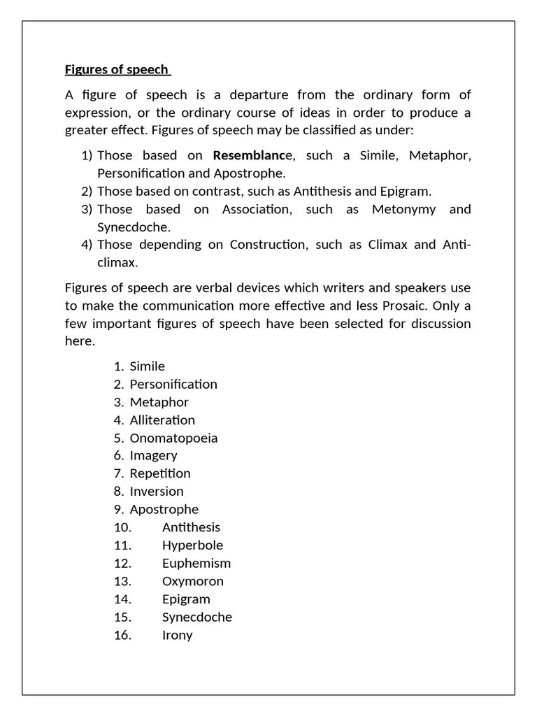 Figures Of Speech | PDF | Syllable | Stress (Linguistics)