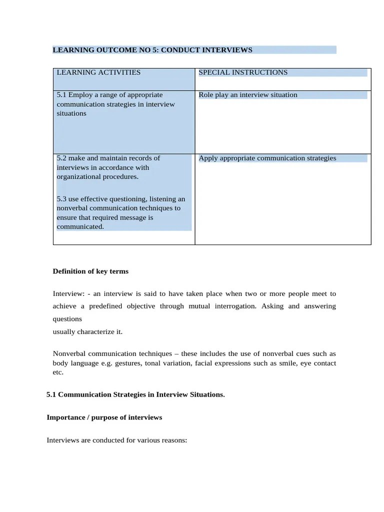 CONDUCT INTERVIEW | PDF | Nonverbal Communication | Interview
