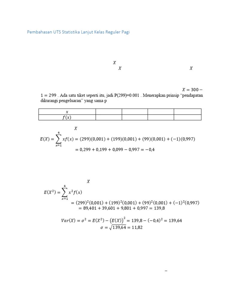 Pembahasan UTS Statistika Lanjut 2022-2023 | PDF | Metode & Bahan Ajar