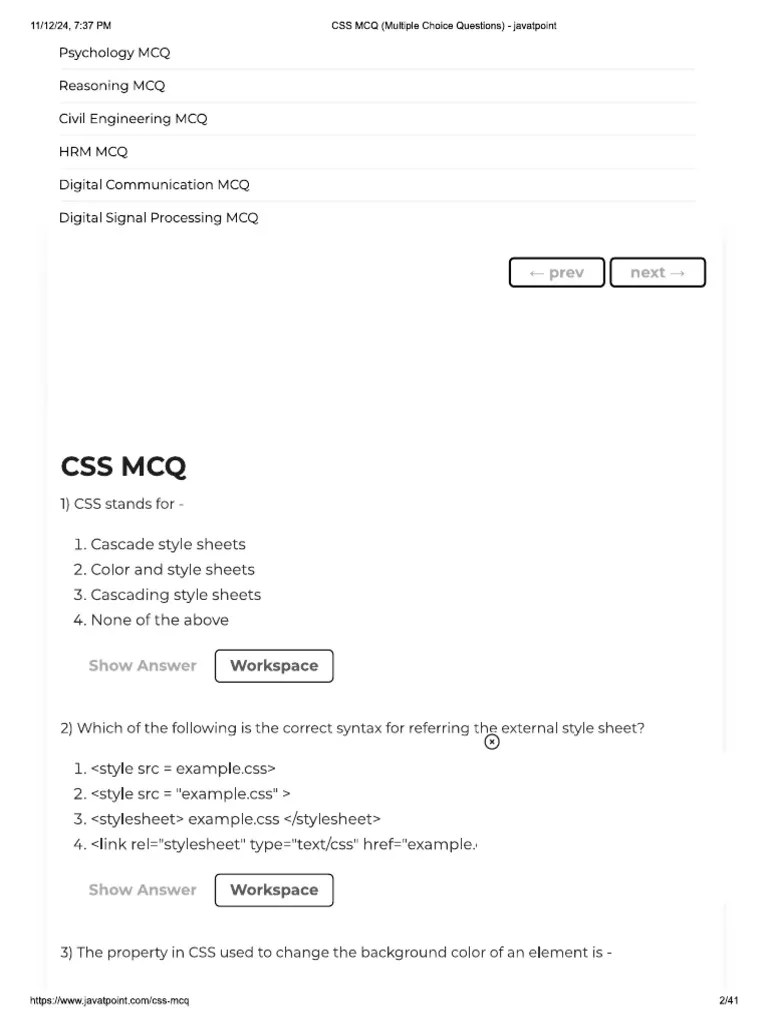 CSS MCQ | PDF