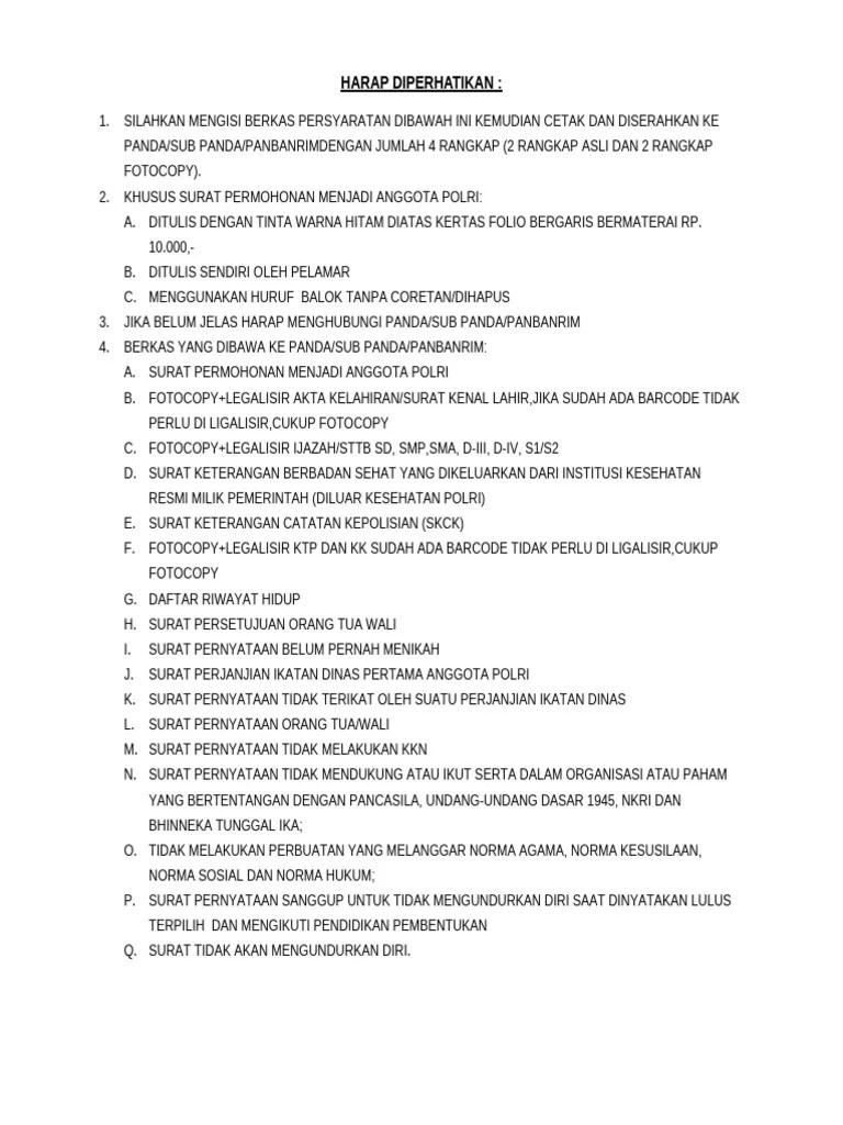 Contoh Berkas Polri 2024 | PDF