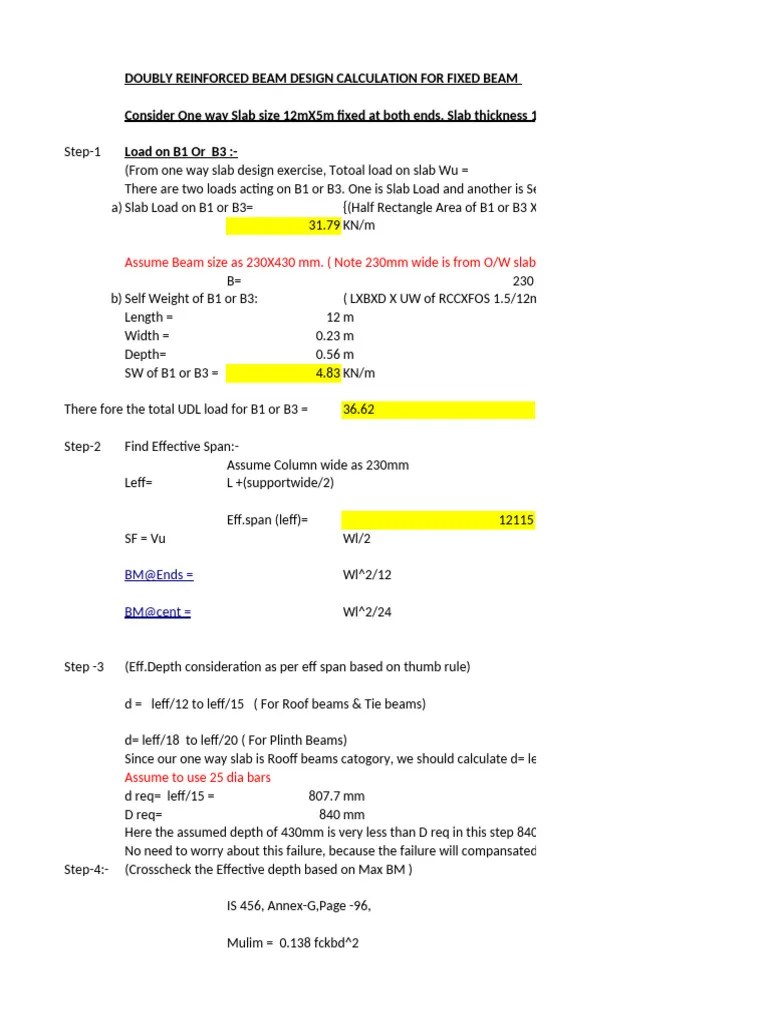 Doubly Reinforced Beam Design | PDF | Concrete | Composite Material
