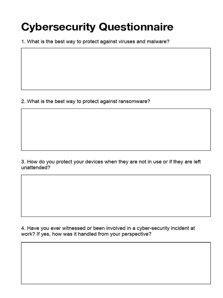 Cybersecurity Questionnaire 1 | PDF