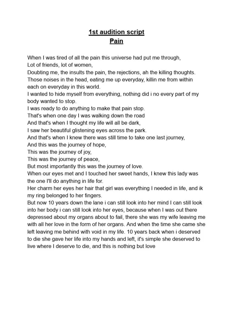 1st Audition Script | PDF