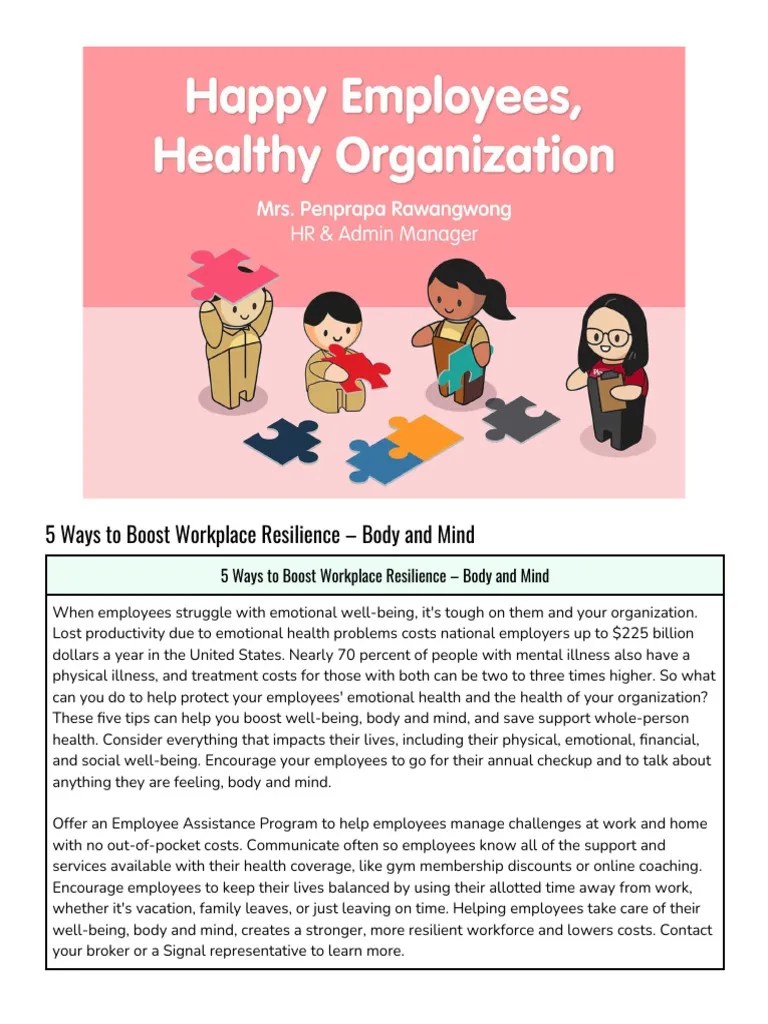 5 Ways To Boost Workplace Resilience – Body And Mind | PDF | Employment ...