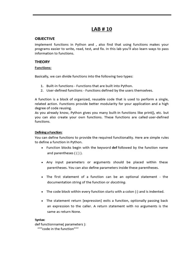 Lab 10 | PDF | Parameter (Computer Programming) | Python (Programming ...