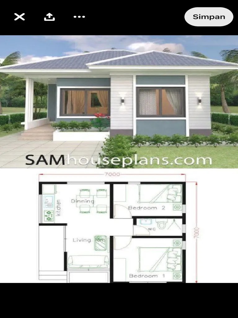 Inilah Desain Dan Denah Rumah Idaman Dengan 3 Kamar Tidur Ukuran 7 X 14 ...