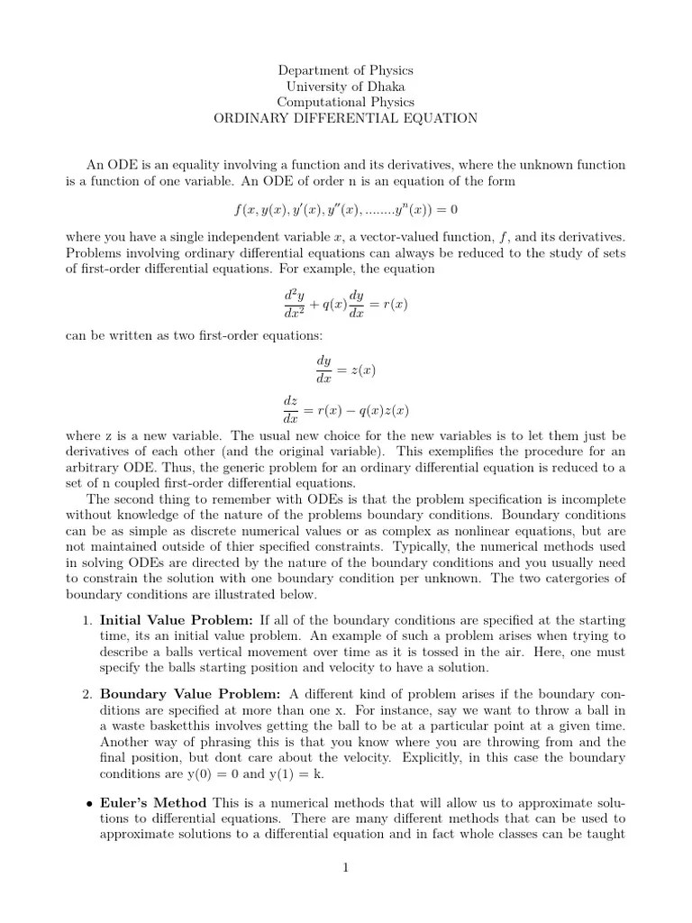 ODE_Notes (2) | PDF | Ordinary Differential Equation | Boundary Value ...