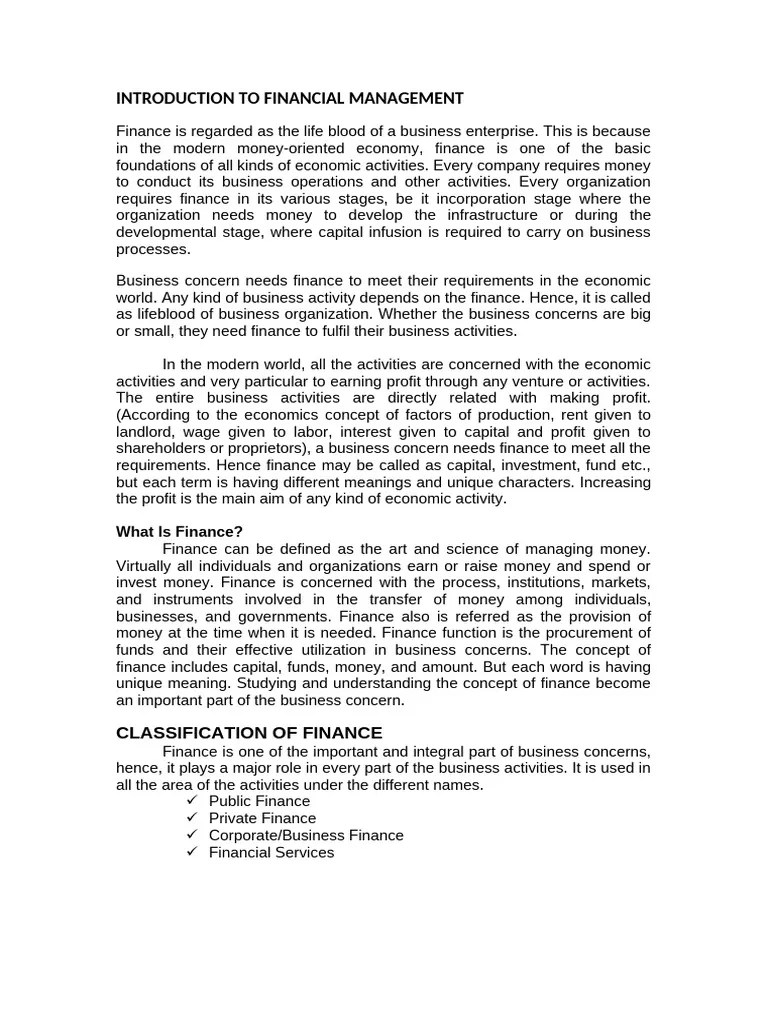 Introduction To Financial Management | PDF | Sole Proprietorship ...