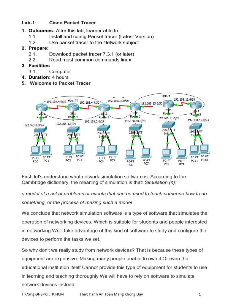 Lab 1 Intro PacketTracer | PDF | Internet Protocols | Ip Address