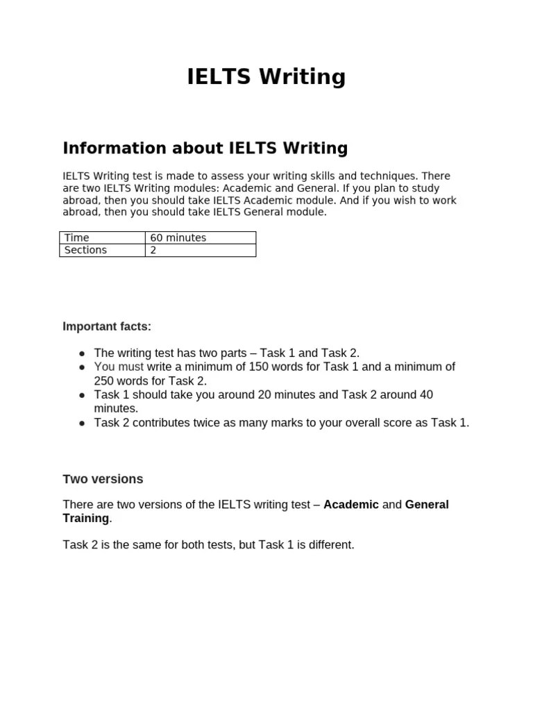 Introduction To IELTS Writing | PDF | International English Language ...