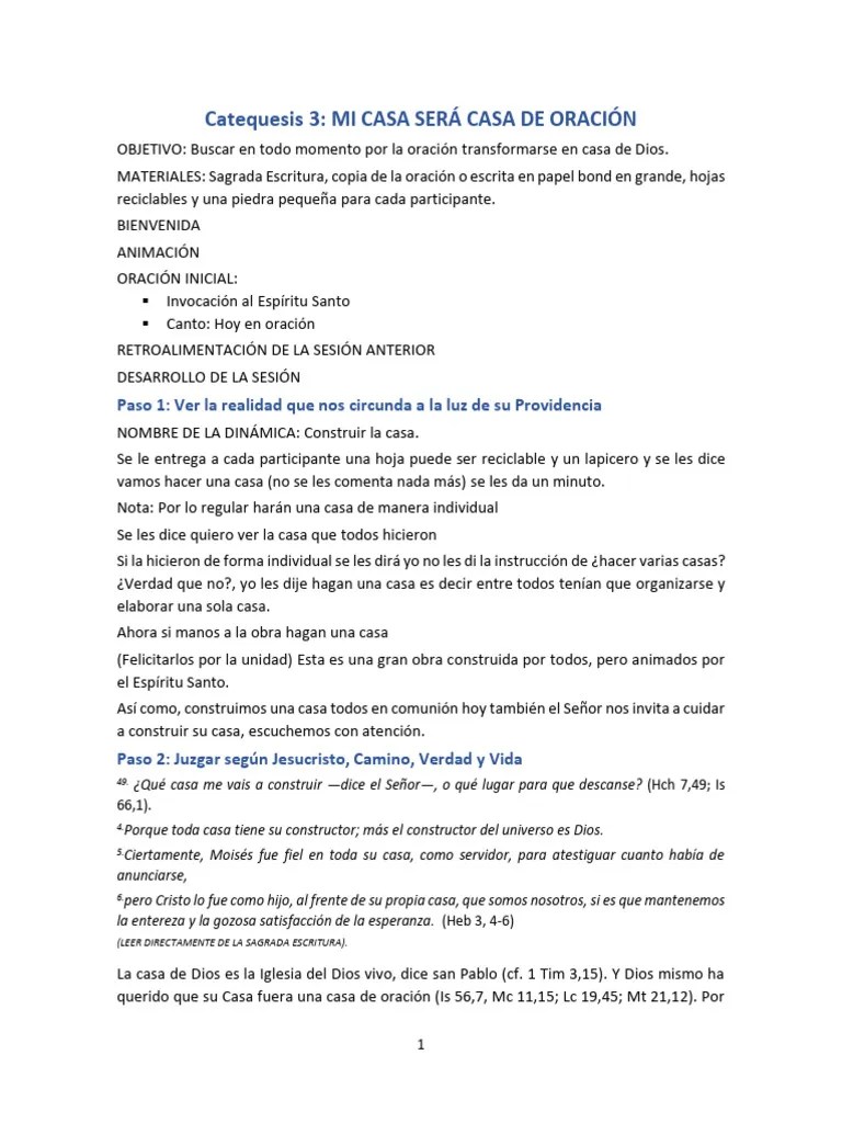 Catequesis 3 Mi Casa Sera Casa De Oración-1 | PDF | Cristo (título) | Oración