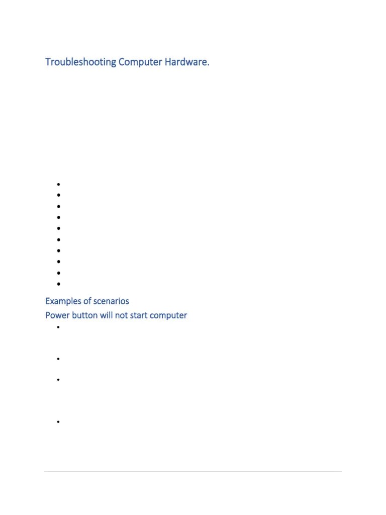 Troubleshooting Computer Hardware | PDF | Computer Hardware ...