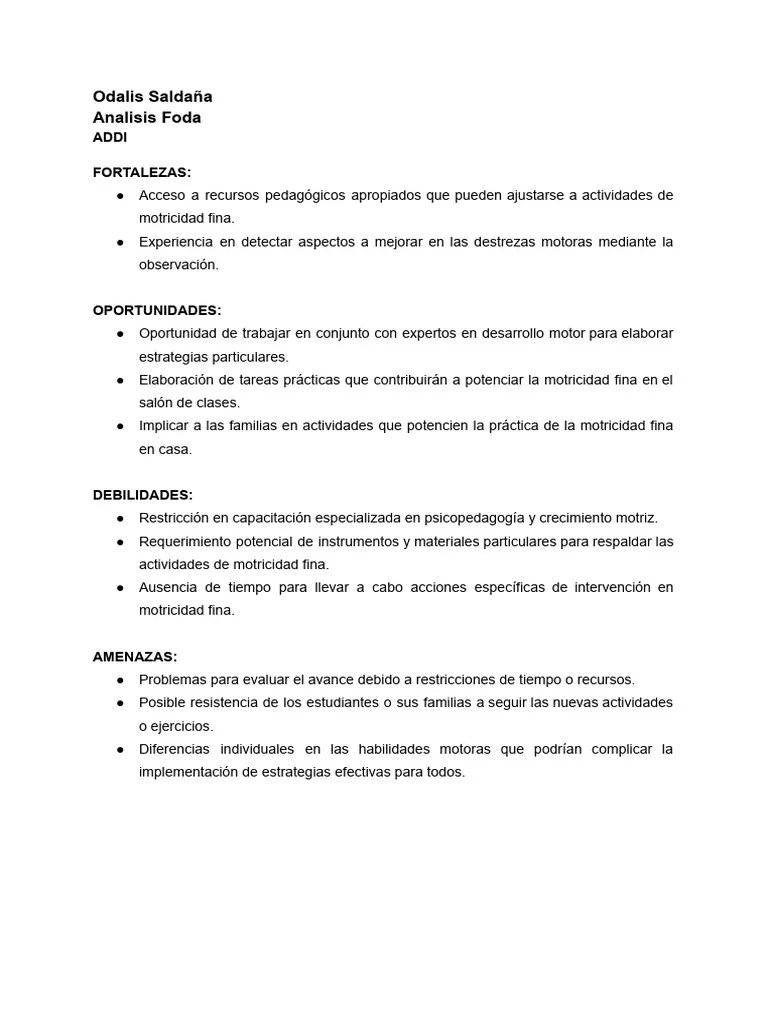 Analisis Foda | PDF | Crecimiento Personal Y Profesional | Relaciones ...