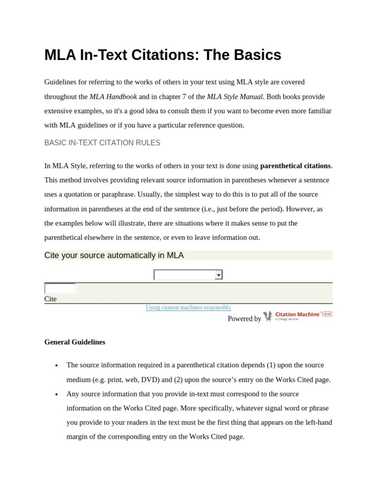 MLA Citations | PDF | Citation | Bracket
