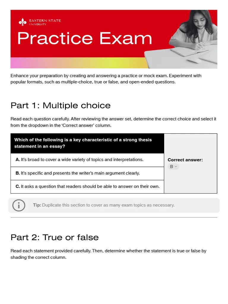 Practice Exam: Part 1: Multiple Choice | PDF | Career & Growth | Language Arts & Discipline