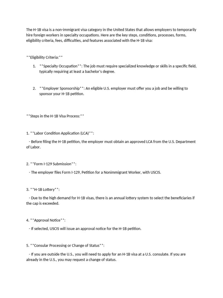 About H-1B U. S Visa | PDF | H 1 B Visa | United States Nationality Law