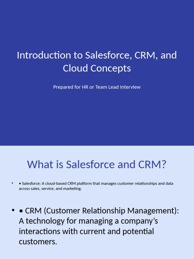 Salesforce CRM Cloud Concepts Presentation With Theme | PDF
