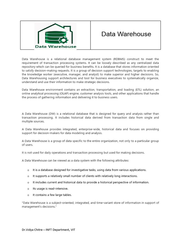 Datawarehouse | PDF | Data Warehouse | Databases