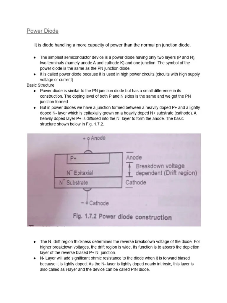 Power Diode Notes | PDF | P–N Junction | Diode