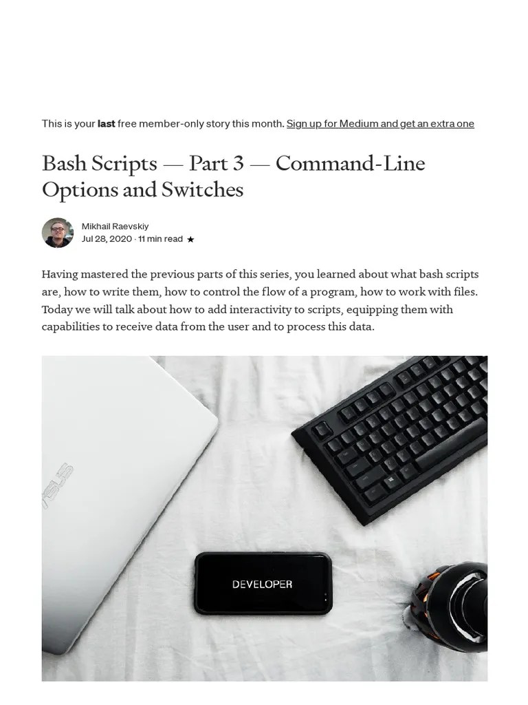 Bash Scripts - Part 3 - Command-Line Options And Switches - By Mikhail Raevskiy - Introduction ...