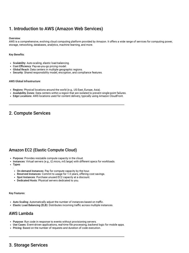 Introduction To AWS (Amazon Web Services) | PDF | Amazon Web Services ...