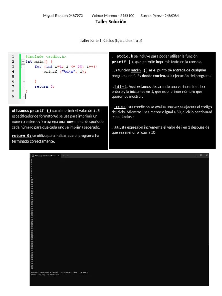 Taller De Programación En C | PDF | Programación De Computadoras ...