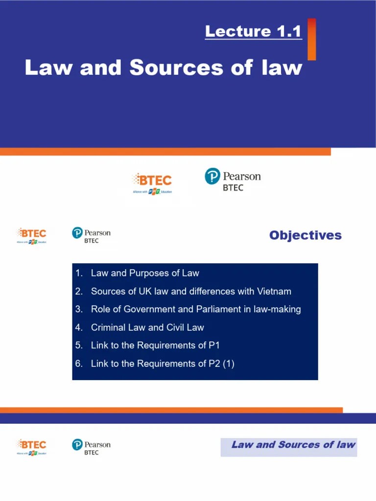 Lecture 1.1 - Law And Sources Of Law - 280322 | PDF | Precedent | Case Law