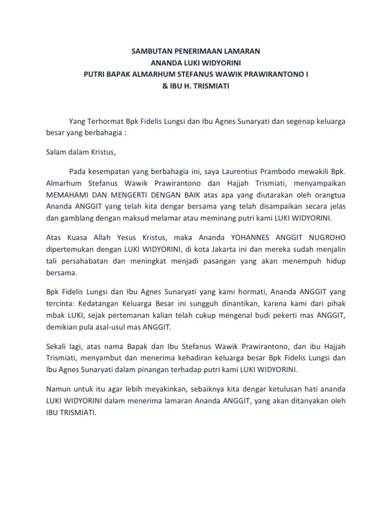 Sambutan Penerimaan Lamaran | PDF