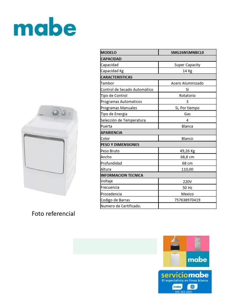 Ficha Técnica Secadora | PDF