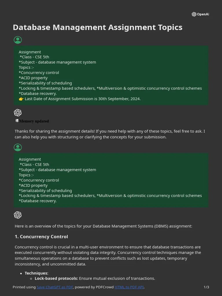 Database Management Assignment Topics | PDF | Database Transaction | Acid