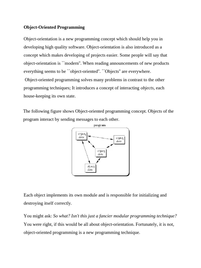 Object Oriented Concepts | PDF | Method (Computer Programming) | Object ...