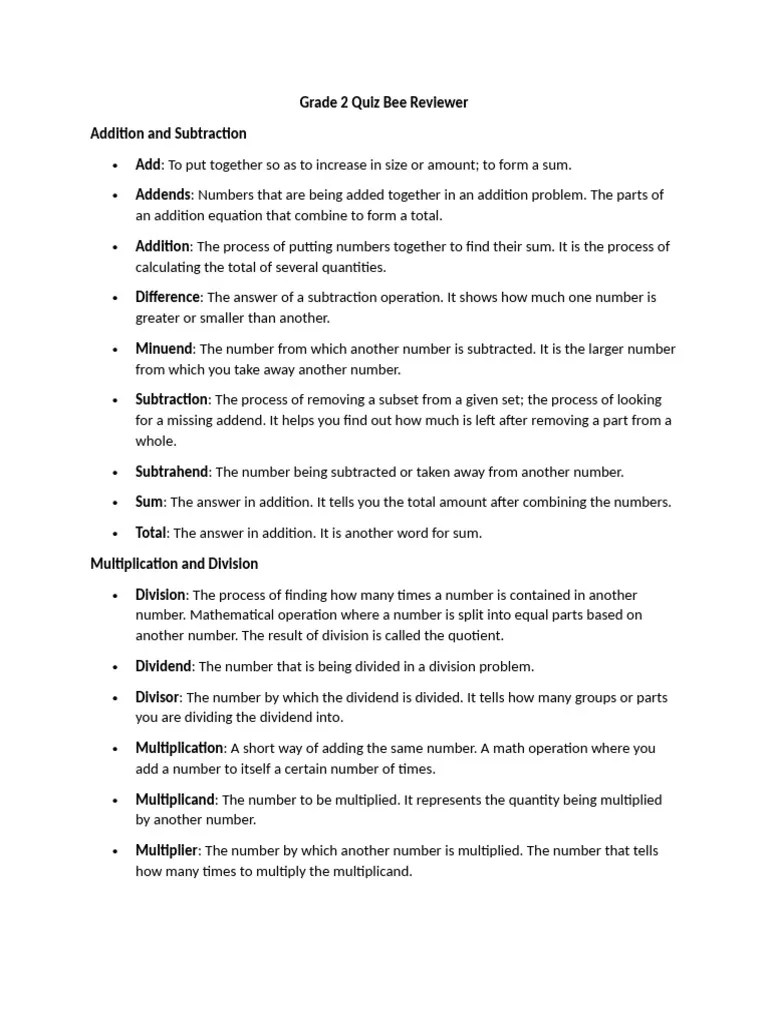 Grade 2 Math Concepts Guide | PDF | Subtraction | Multiplication