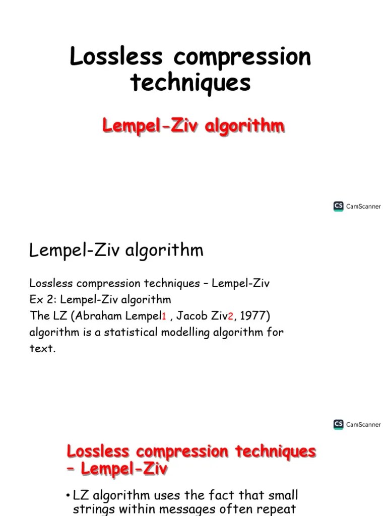 Lossless Compression Techniques-slides(1)(1) | PDF | Data Compression | Computer Science